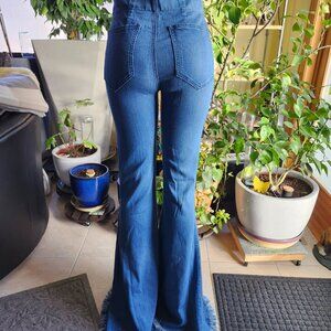 Blue Denim Super Bells Sample Jeans w/Fraying Bells, Stretch Pull-On 38" Inseam